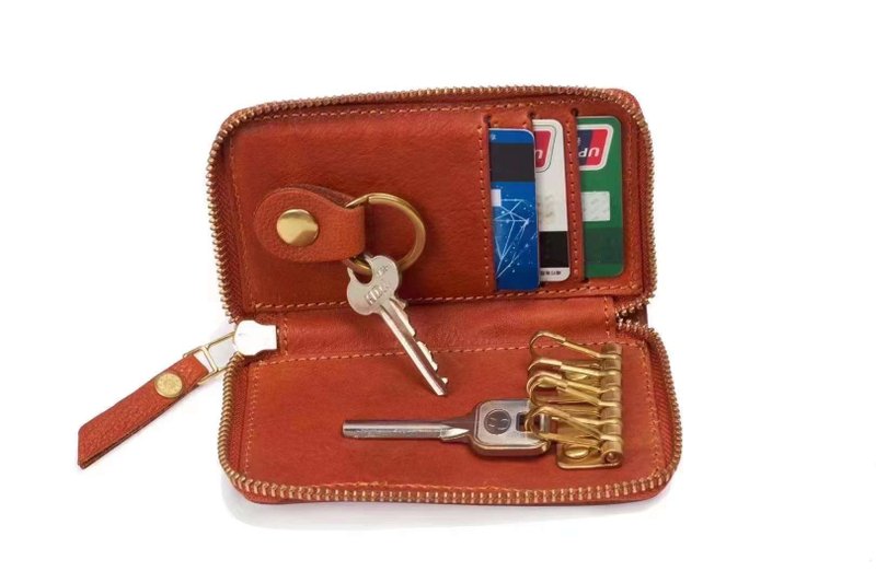 【歲末 7 折】真皮便攜多用鑰零錢匙收納包 卡片夾鑰匙包/鎖匙包 - 钥匙链/钥匙包 - 真皮 