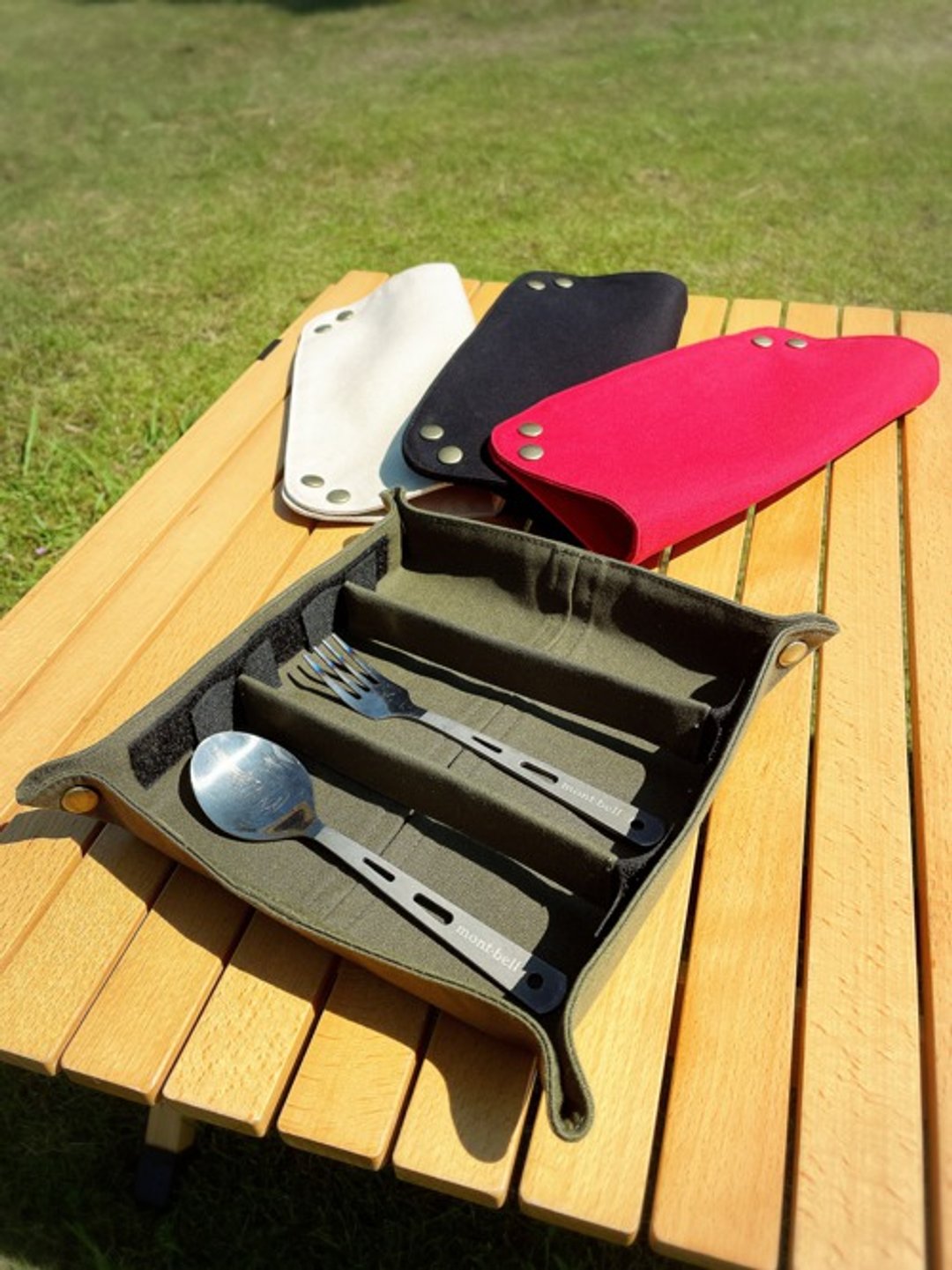 Kurashiki Canvas Tray Cutlery Case Camping Outdoor Red Beige Khaki Black - 筷子/筷架 - 棉 