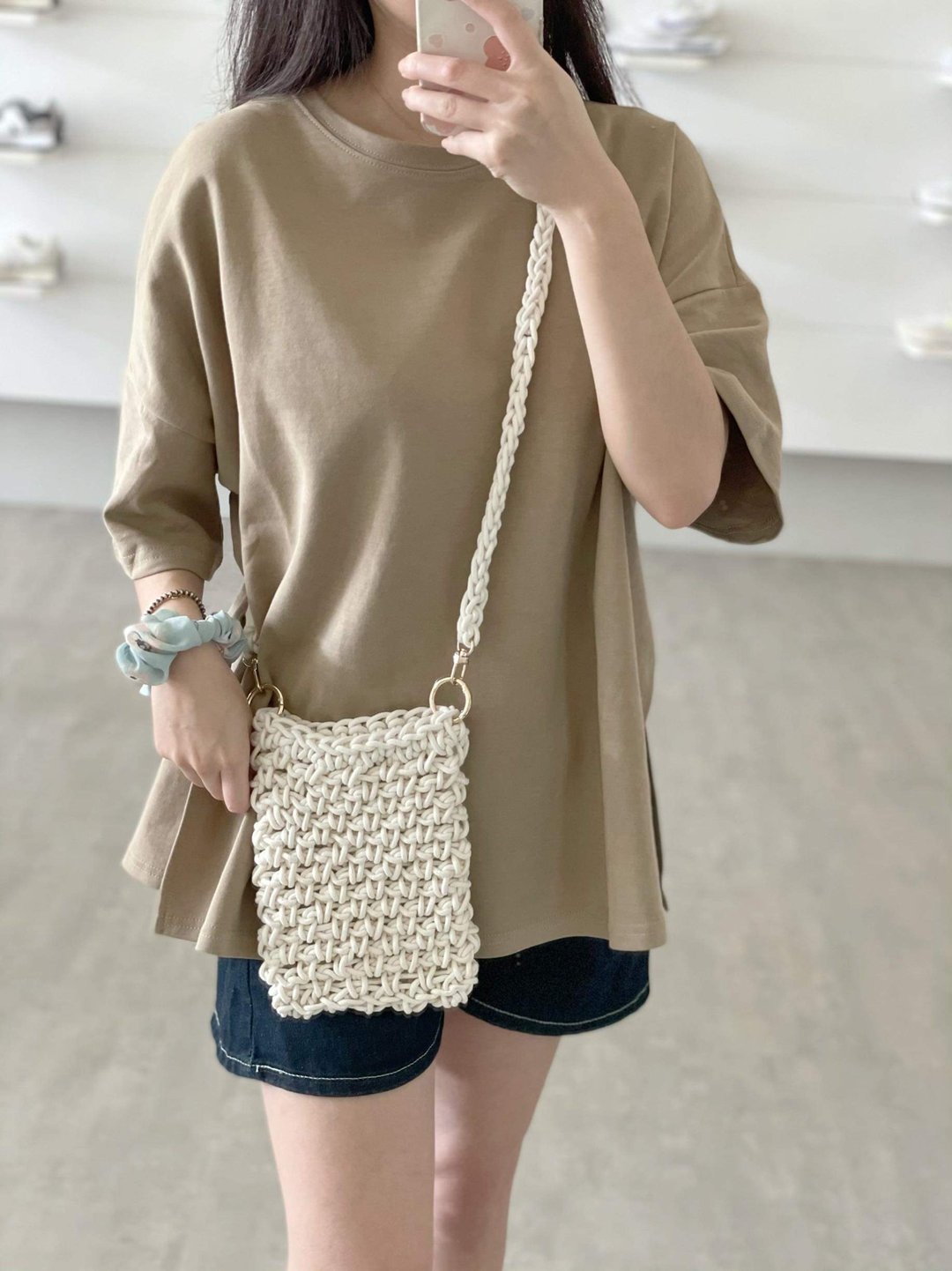 手工钩织 手机随身包【Crochet bag  】 - 侧背包/斜挎包 - 棉 