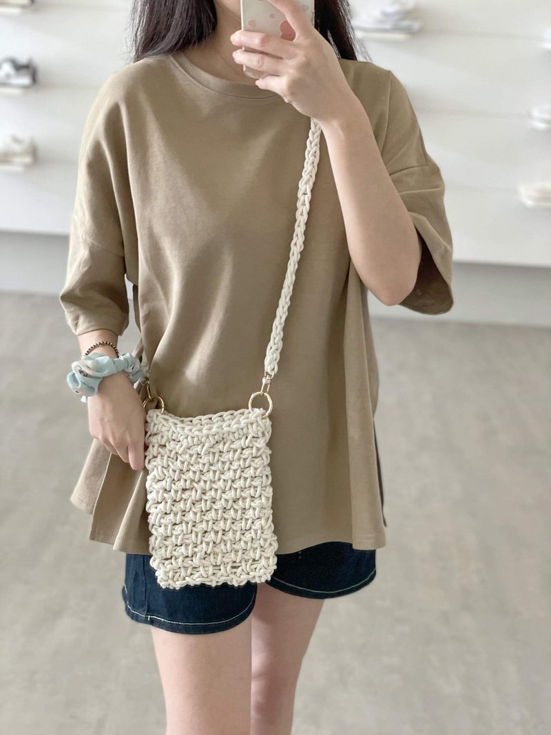 手工钩织 手机随身包【Crochet bag  】 - 侧背包/斜挎包 - 棉．麻 