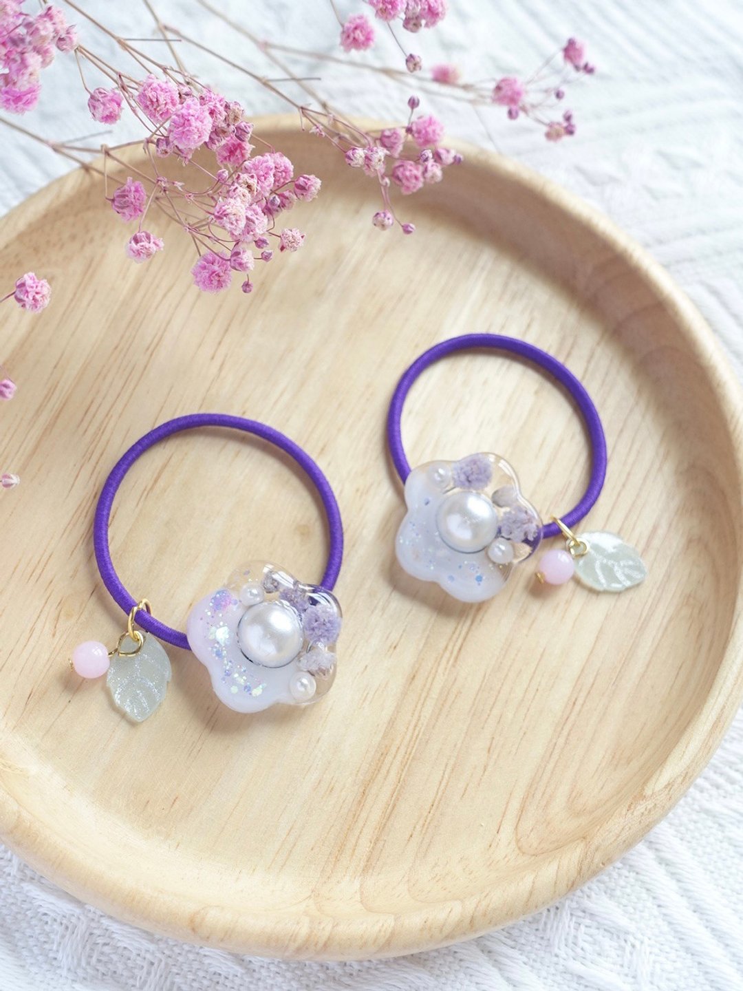 花花 发圈发束 一套2个 滴胶 干燥花 发夹发饰 - 发饰 - 其他材质 