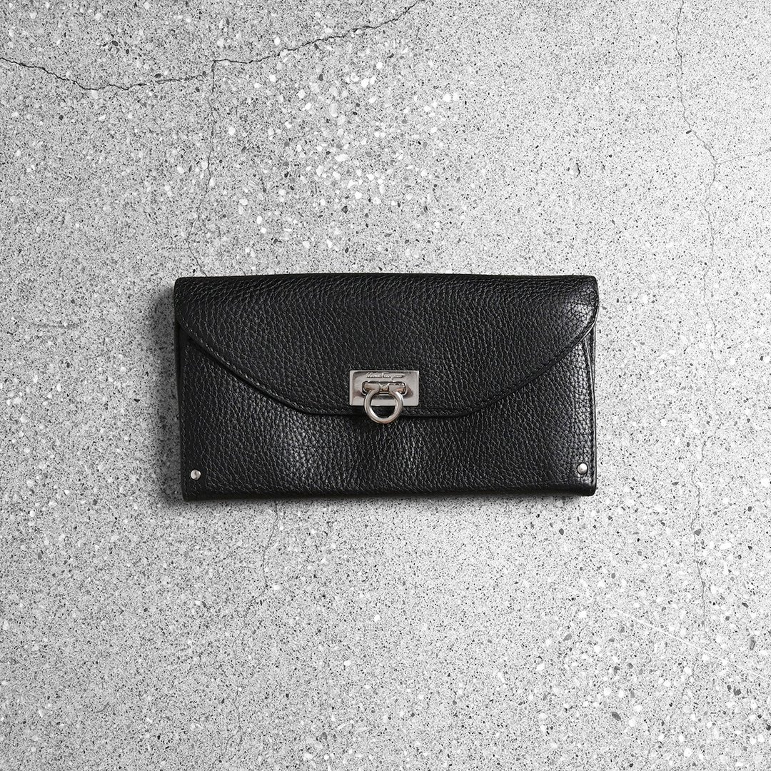 Salvatore Ferragamo 古董长夹 / 古董精品、二手精品、古董皮夹 - 皮夹/钱包 - 真皮 黑色