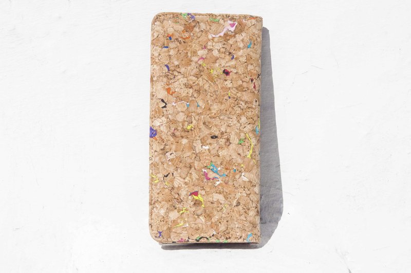 母亲节礼物 生日礼物 七夕礼物 限量一件软木皮夹 / 软木拼接皮革长夹 / 手工长皮夹 / 零钱包 / 特色皮夹 - 缤纷水彩 自然原色 一抹彩虹大容量皮夹 - 皮夹/钱包 - 其他材质 多色