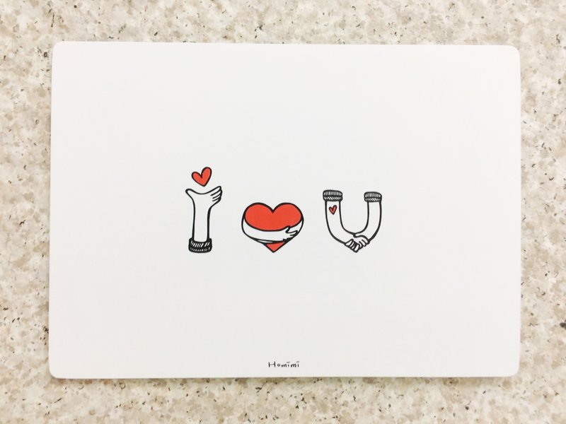 手写插画明信片 - I LOVE YOU - 卡片/明信片 - 纸 白色
