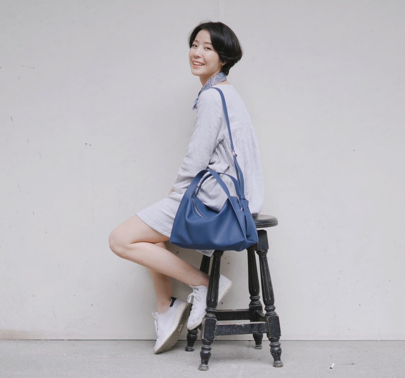 Milly crossbody bag / Shoulder bag - Navy - 侧背包/斜挎包 - 真皮 蓝色