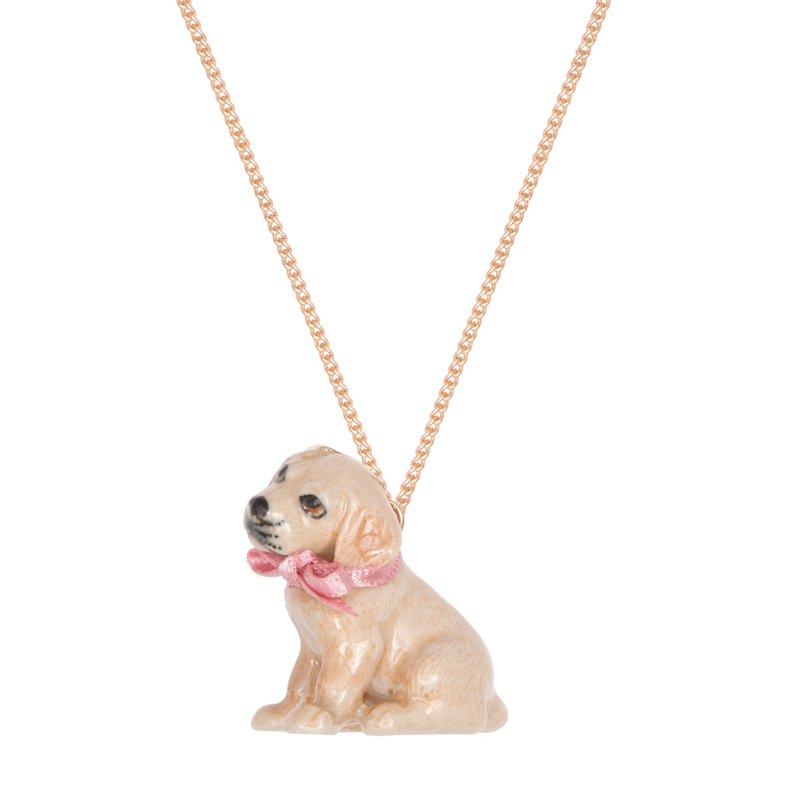 AndMary 手绘瓷项链-拉布拉多 礼盒包装 Golden Labrador PUPPY - 项链 - 瓷 卡其色