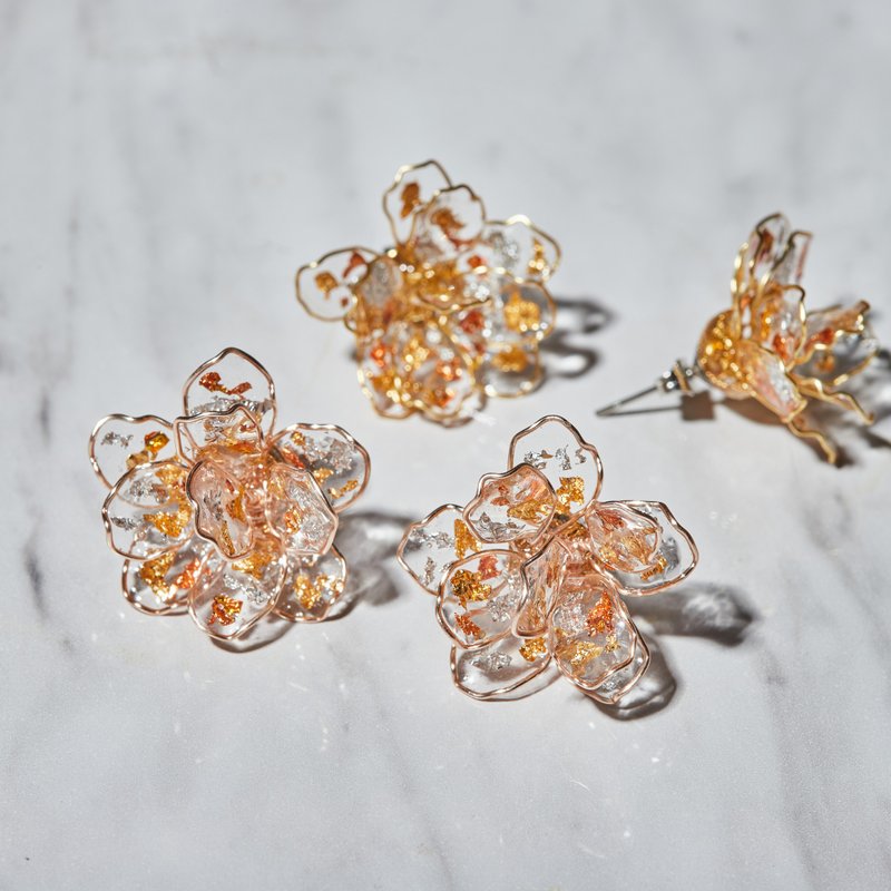 波波碎花mini-手工耳环 树脂耳环 水晶花 耳针 耳夹 - 耳环/耳夹 - 其他材质 