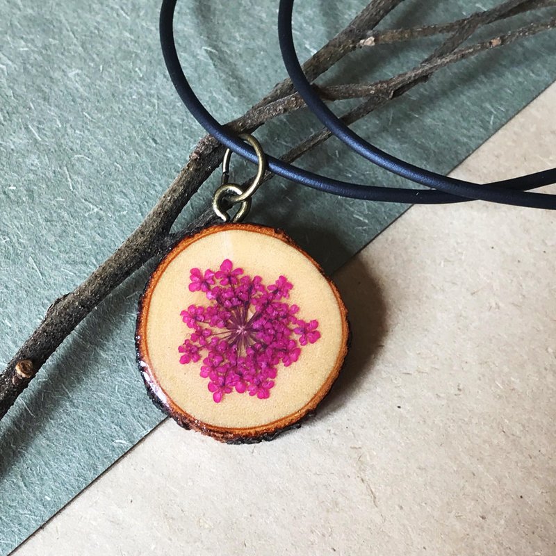 干花滴胶项链/坠子(短款) - 项链 - 木头 多色