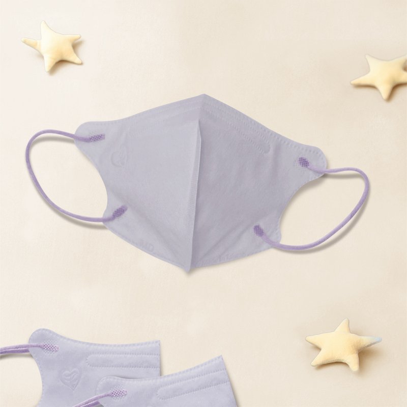 天心/医疗口罩/2~4岁/幼童立体30入/蜡笔系列/熊熊紫/素色 - 口罩 - 其他材质 紫色