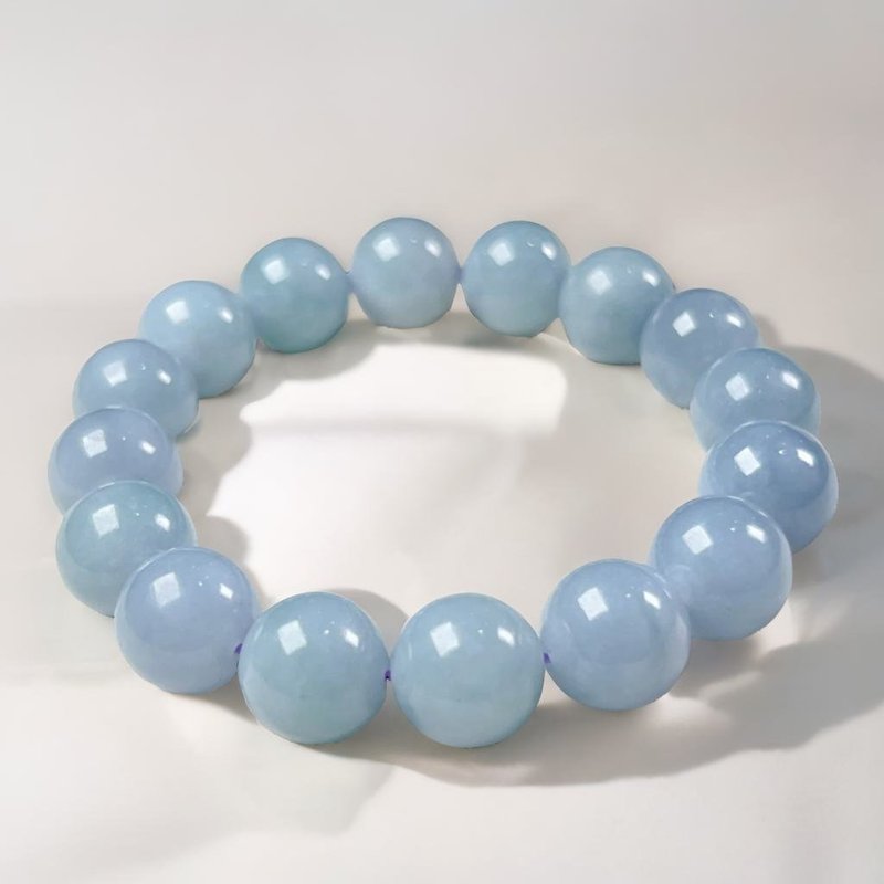 冰糯种翡翠大手珠 | 天然缅甸玉A货翡翠 | 送礼 - 手链/手环 - 玉石 透明