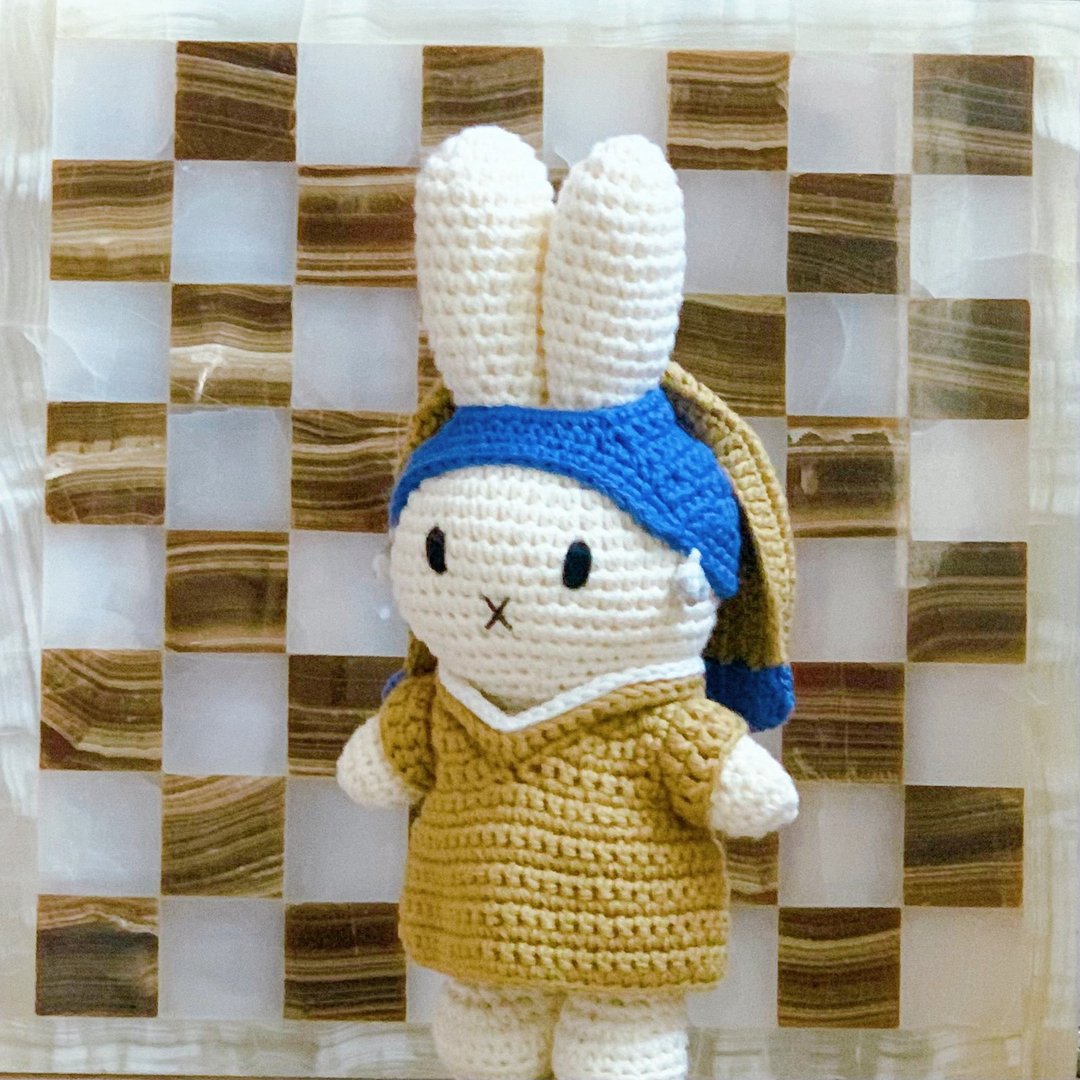 荷兰 Just Dutch | Miffy 米菲兔 编织玩偶 戴珍珠耳环的少女 - 玩偶/公仔 - 棉 卡其色