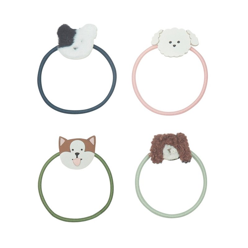 英国Mimi Lula_AW24_喵汪派对-可爱狗狗发束4入 发夹 发饰 - 婴儿饰品 - 聚酯纤维 