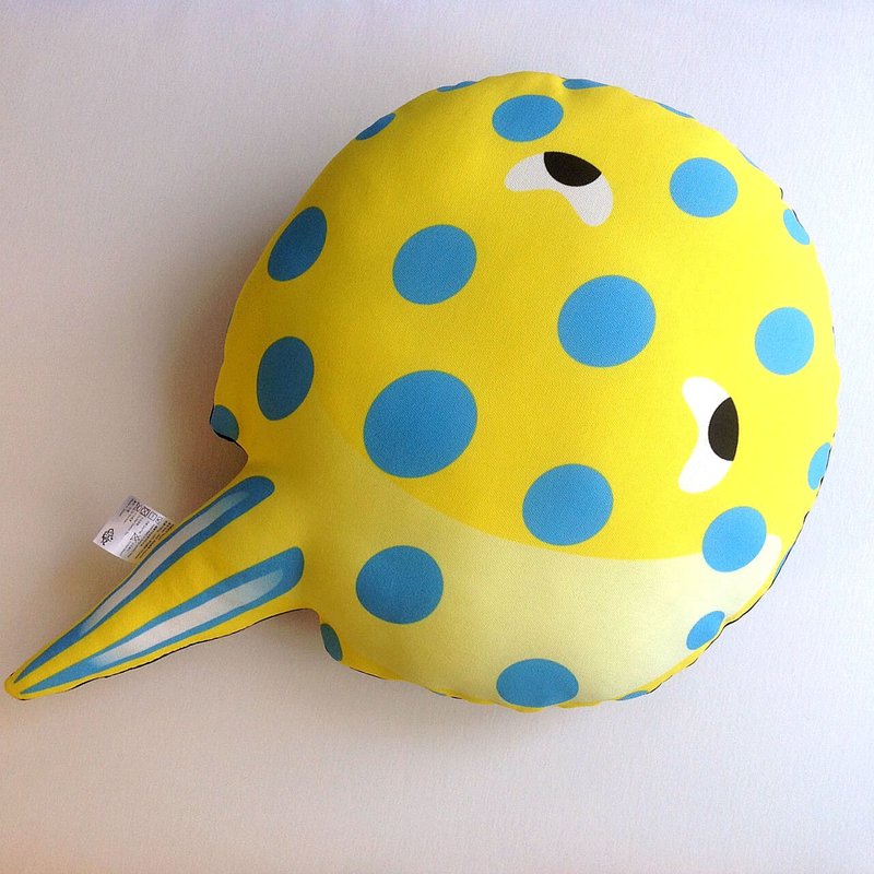 设计款BRR195 - 【有机棉】蓝斑条尾魟造型抱枕 - 枕头/抱枕 - 其他材质 黄色