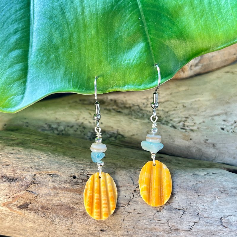 贝壳系列 / 迷你洋芋脆片 / 切达起司 / 耳环 / 耳夹 - 耳环/耳夹 - 贝壳 