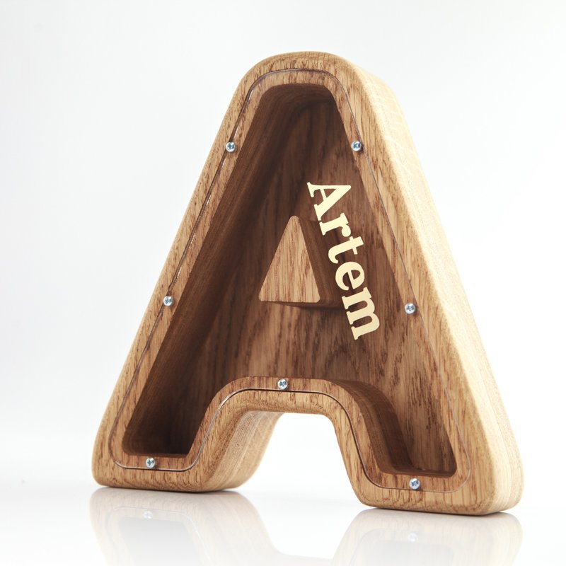 Letter piggy bank boys girls baby, Wooden  personalized  shower Customized gift - 储蓄罐 - 木头 