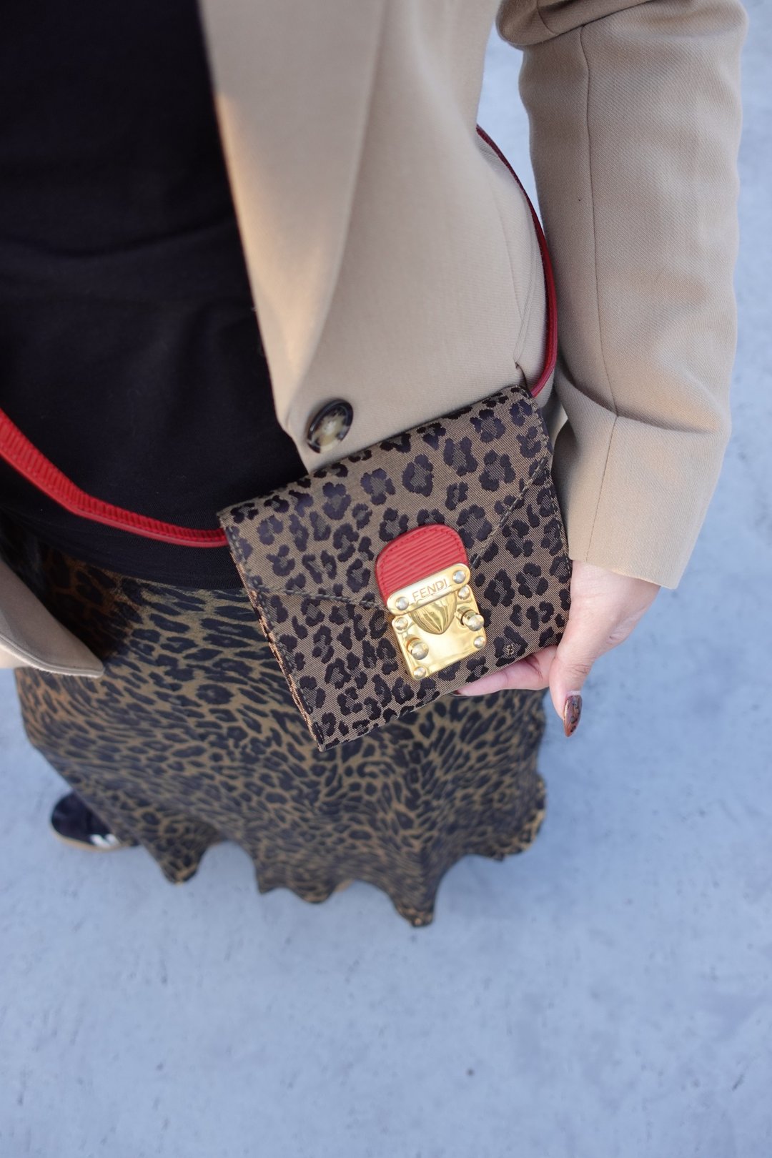 中古包 FENDI 芬迪 豹纹迷你斜背包 - 手提包/手提袋 - 其他材质 咖啡色