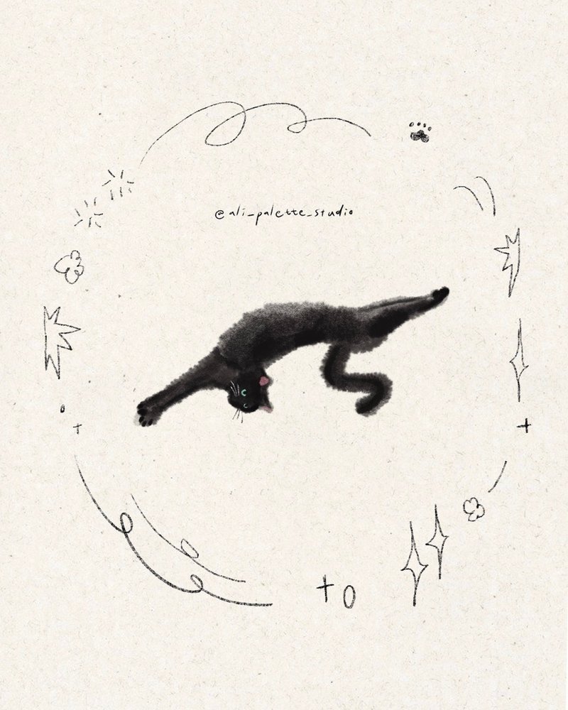 黑猫系列 - 电子手绘真人画像/绘画/插画 - 其他材质 