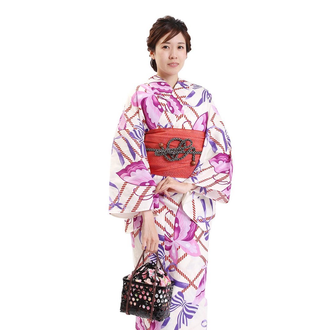 日本 和服 女性 浴衣 腰带 2件组 F Size x24-09 yukata - 其他 - 棉．麻 白色