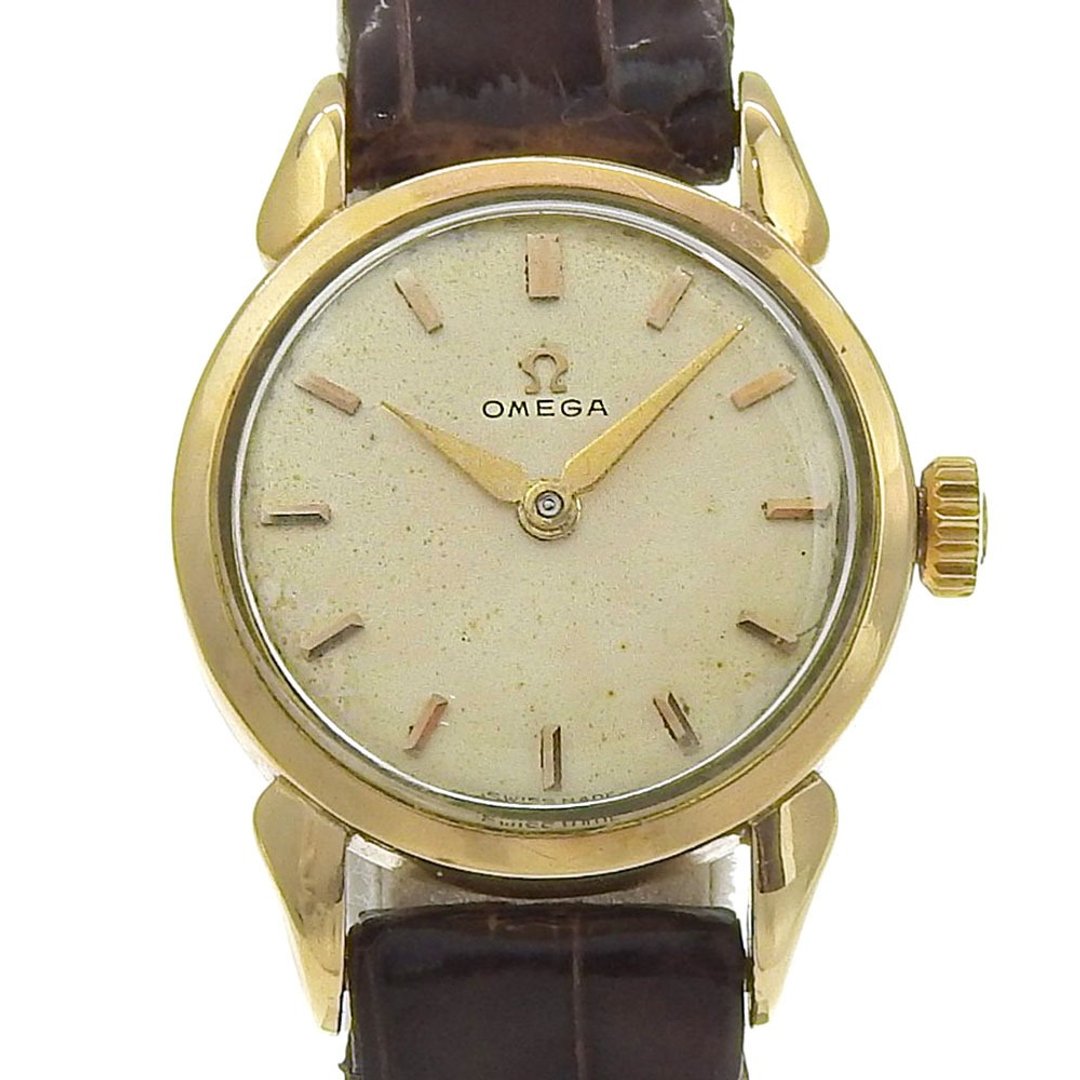 【日本直送】欧米茄 OMEGA 手表 Cal.244 镀金 x 压纹皮革 手动上链 指针式显示 象牙白表盘 女士用【二手】 - 女表 - 其他金属 金色