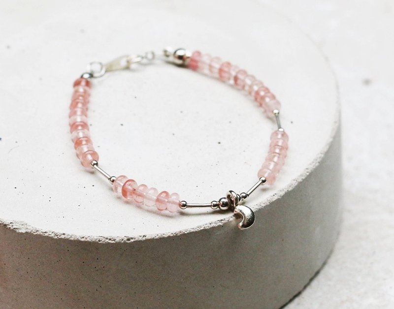 <银河之恋-月色>西瓜红水晶 925纯银手链 轻珠宝 定制  情人节   - 手链/手环 - 宝石 红色