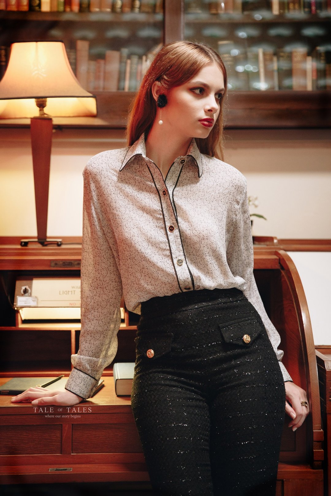 Fox Shirt (size L) - 女装衬衫 - 棉 灰色