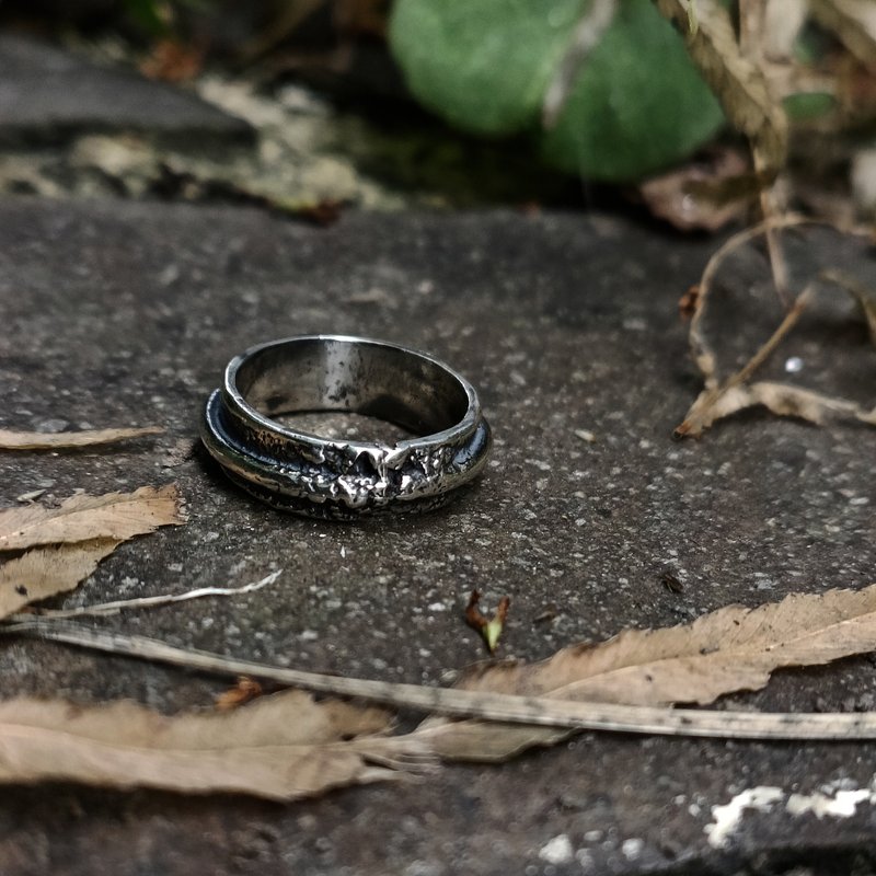 熔银造型戒指 - 戒指 - 银 黑色