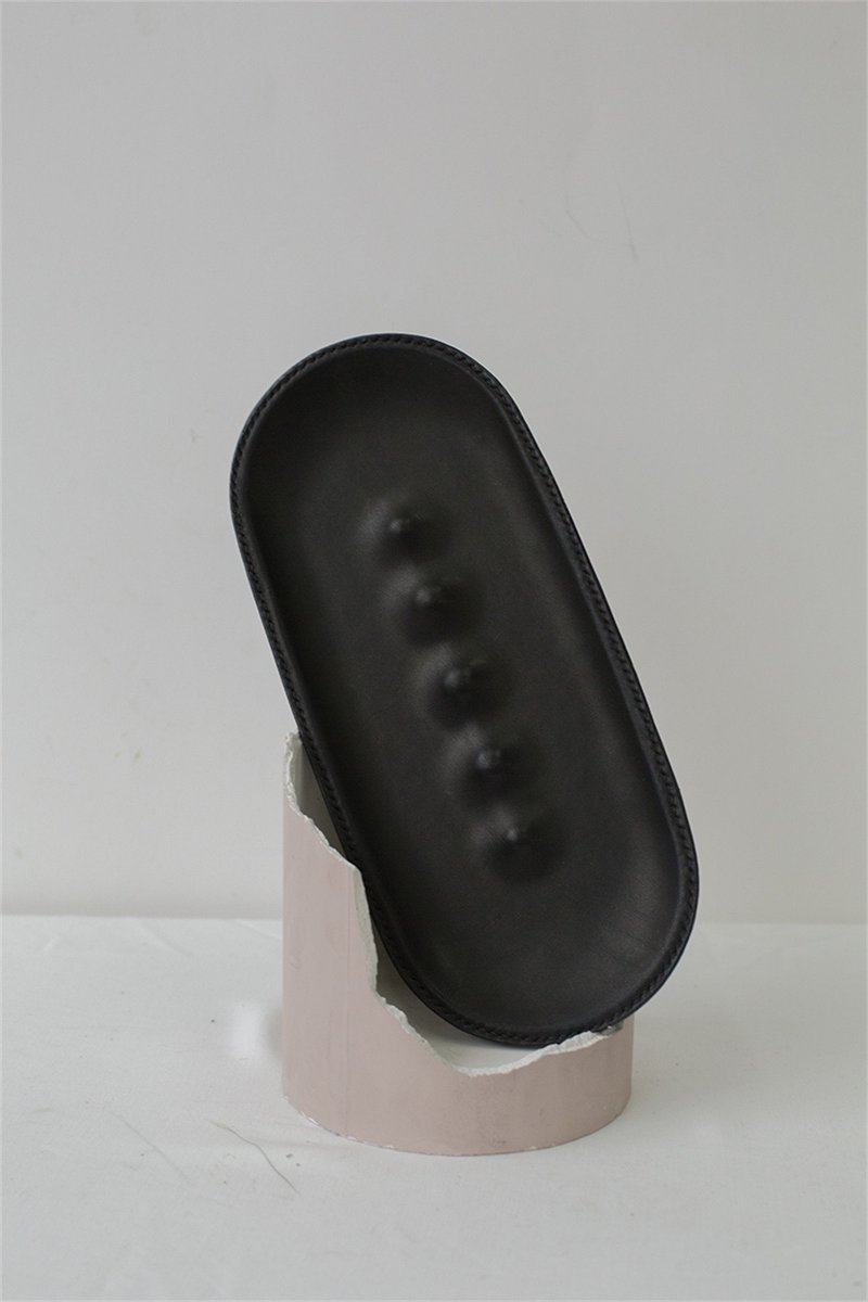 黑/灰/粉  Spine 手工真皮脊椎裝飾盤 意大利植鞣牛皮 - 其他 - 真皮 黑色