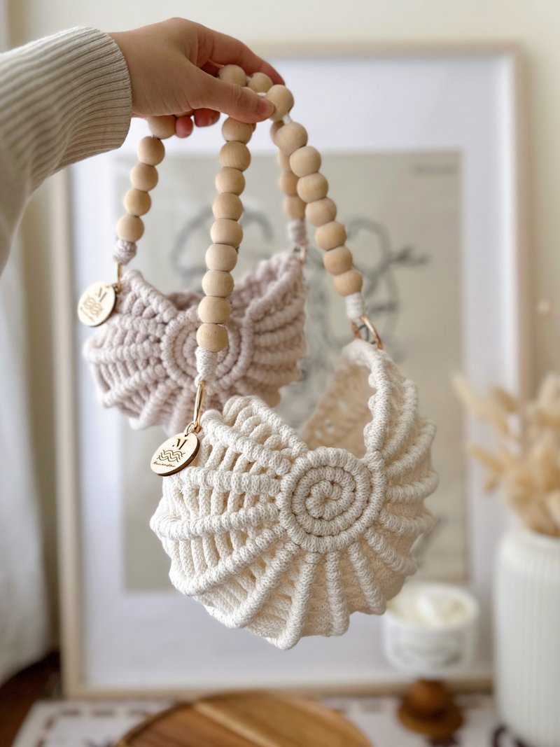 订制贝壳编织包 - 手提包/手提袋 - 棉．麻 白色