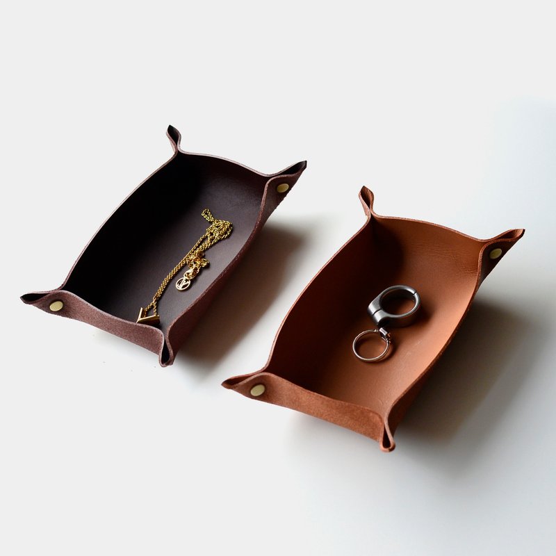 【纪律的管家】咖啡色 棕色牛皮置物盘 皮革置物盒 托盘 TRAY - 收纳用品 - 真皮 咖啡色