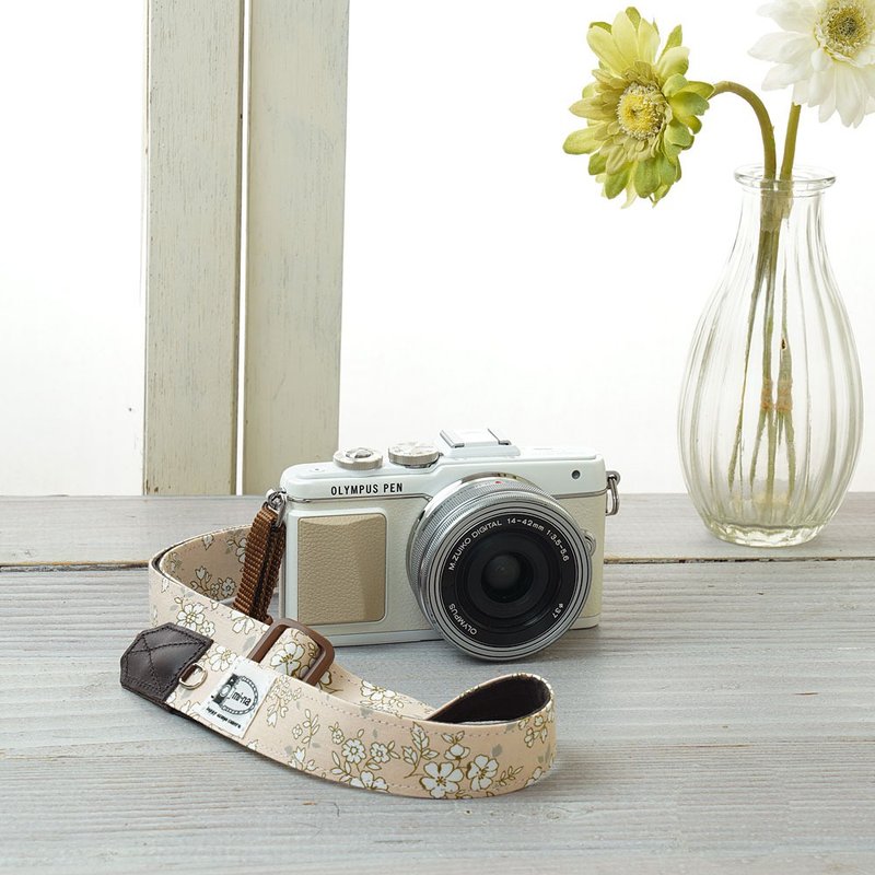 【2.5cm宽】可调节相机背带/罗曼粉红花 - 相机背带/脚架 - 棉．麻 多色