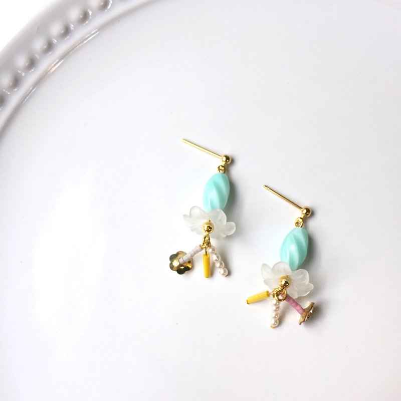 夏日烟火夹式/针式耳环 - 耳环/耳夹 - 树脂 透明