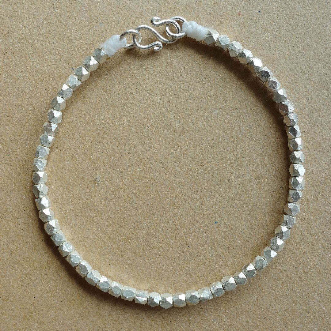 ~米+熊~ 大大方方 切角正方型手链  /银 手链 / 925纯银手链 / 925 silver bracelet - 手链/手环 - 其他金属 银色