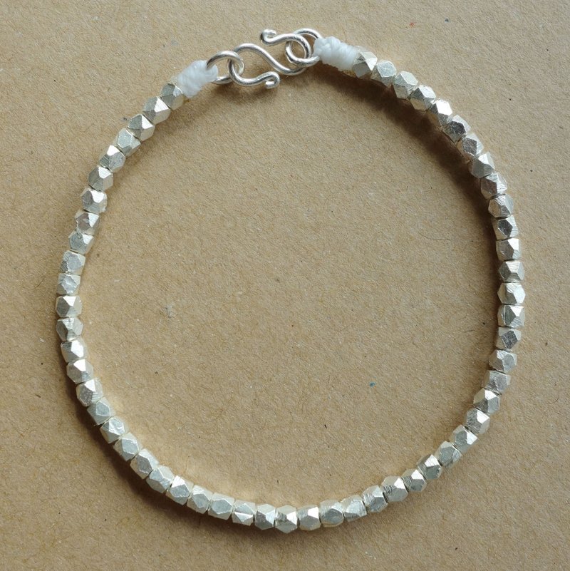 ~米+熊~ 大大方方 切角正方型手链  /银 手链 / 925纯银手链 / 925 silver bracelet - 手链/手环 - 其他金属 银色