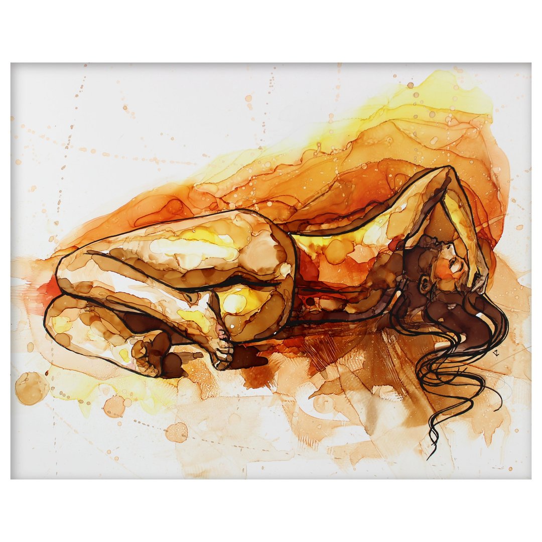 裸体女孩橙色棕色绘画女人40*50cm - 墙贴/壁贴 - 其他金属 橘色