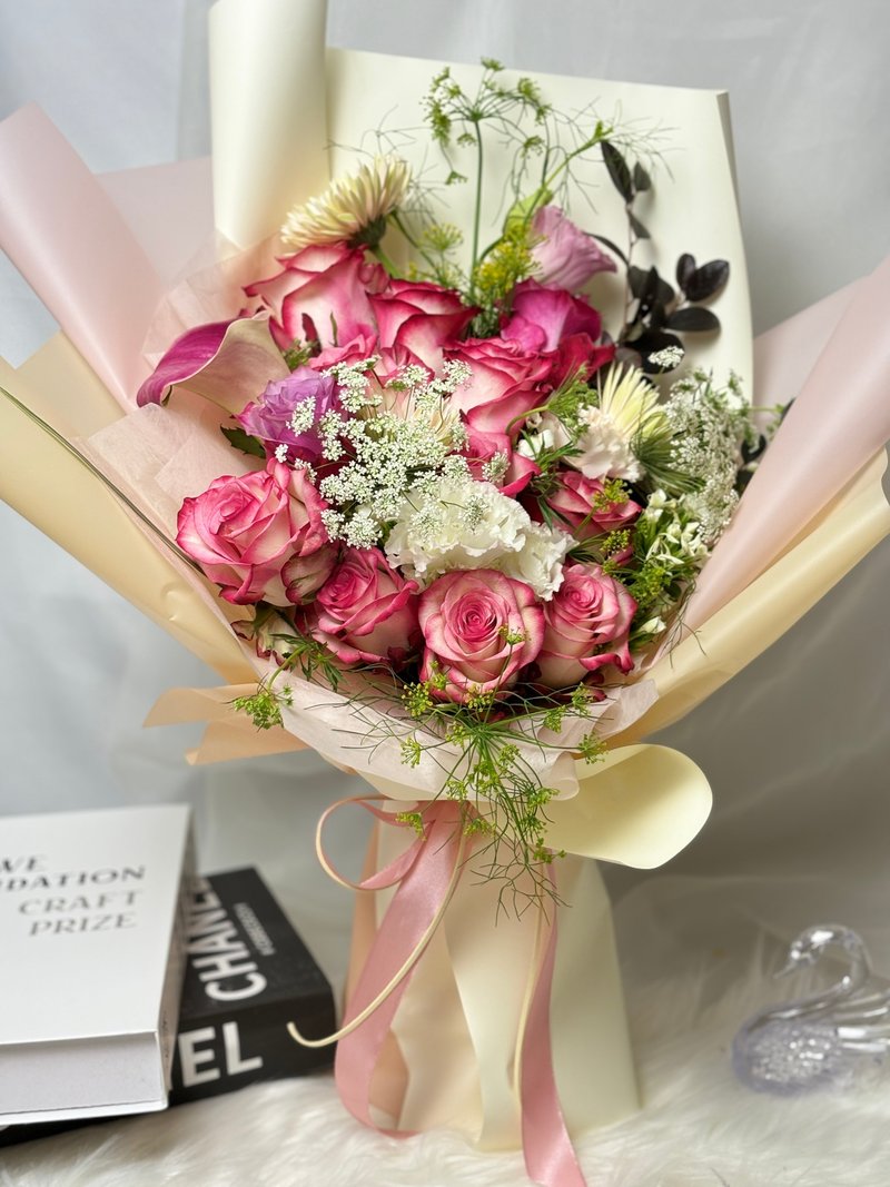Rose Bouquet-气质12朵进口玫瑰鲜花花束 - 植栽 - 植物．花 粉红色