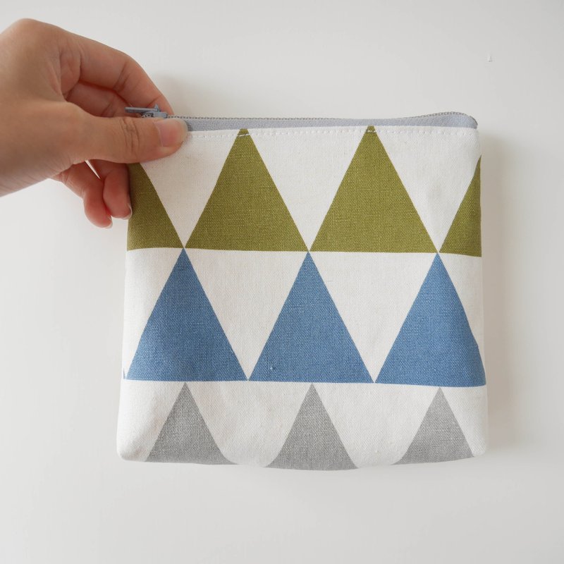 北欧三角拉链小袋 - 零钱包 - 棉．麻 