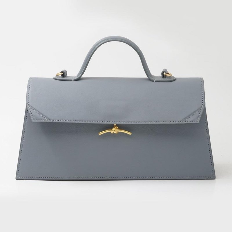 【LeeLoo Bag】 灰蓝色牛皮 - 侧背包/斜挎包 - 真皮 蓝色