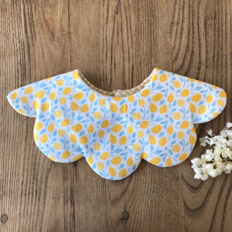 Mokumoku Bib / Bib (Small Lemon) - 围嘴/口水巾 - 棉．麻 黄色