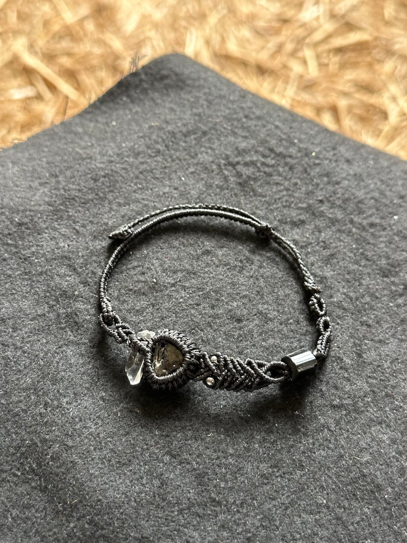 黑碧玺编织伸缩手环 - 手链/手环 - 石头 黑色