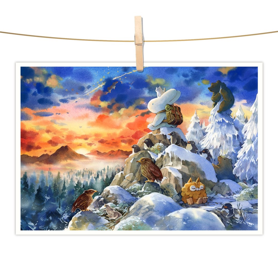 afu水彩插画明信片 - 追光之旅 - 卡片/明信片 - 纸 