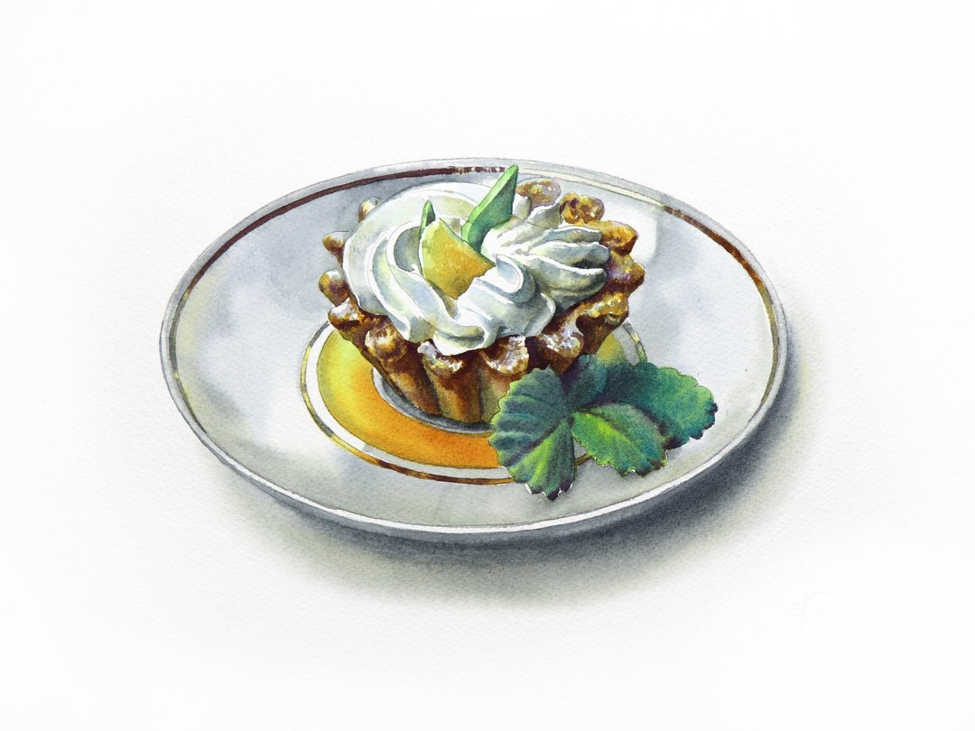 Cake original watercolor painting by artist Irina Zhunaeva - 墙贴/壁贴 - 纸 多色