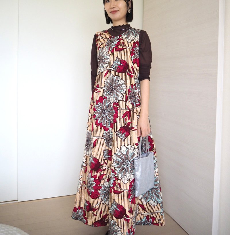 【独一无二】【日本制造 手工制作】非洲布料 x 长洋装 附口袋 印花洋装 个性风 棉质洋装 民族风 进口布料 - 洋装/连衣裙 - 棉．麻 多色