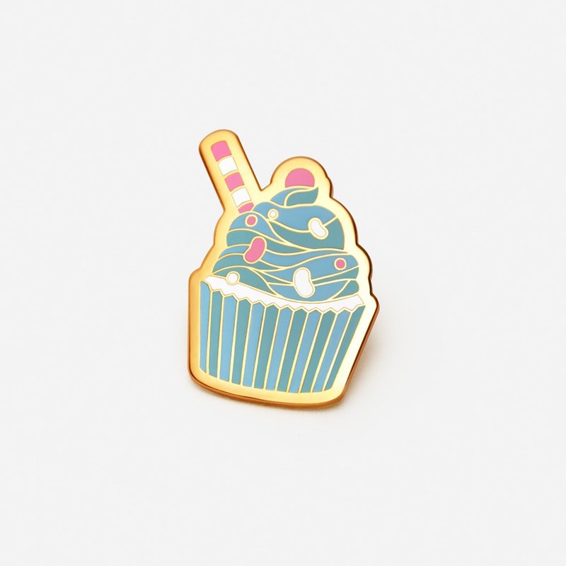 Cupcake: Berry Blue Lapel Hat Pin - 胸针 - 珐琅 蓝色