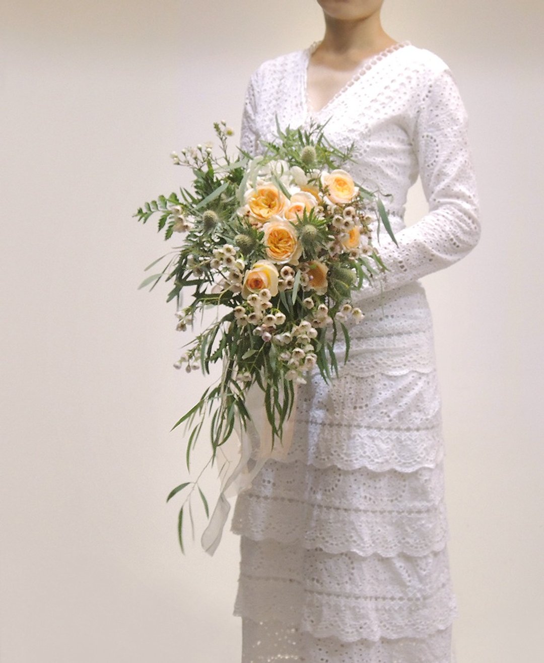 美式田园庭园玫瑰鲜花捧花─婚礼婚纱照新娘捧花 - 干燥花/捧花 - 植物．花 橘色