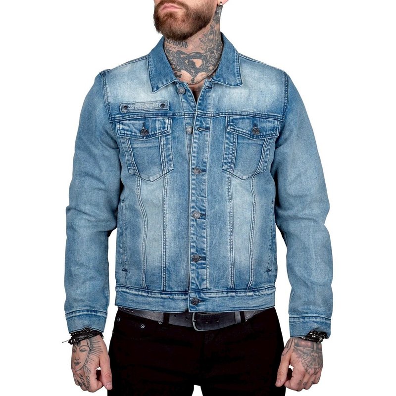 Idolmaker 浅刷蓝丹宁外套 - 男装衬衫 - 棉．麻 蓝色