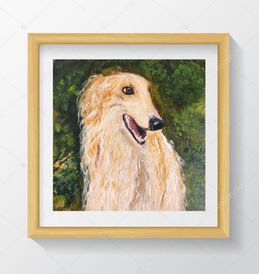 猎犬原始油画微型6x6的狗图像的肖像 - 墙贴/壁贴 - 其他材质 红色