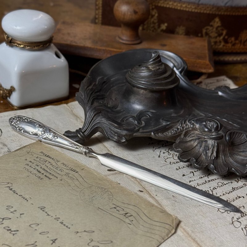 *50934-绝美法国古董800纯银拆信刀 - 剪刀/拆信刀 - 纯银 