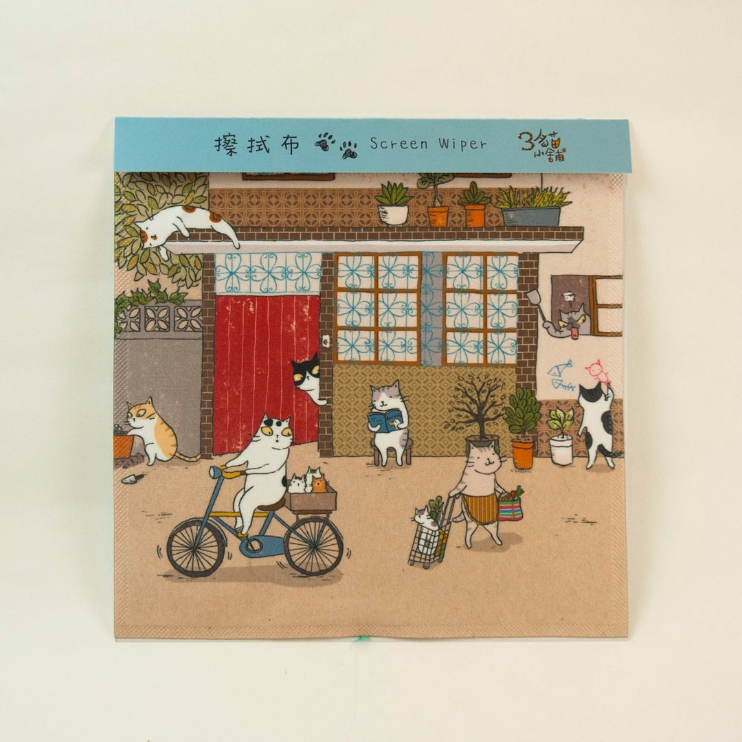 三猫小铺~怀旧屋万用擦拭布(插画家:猫小姐) - 其他 - 聚酯纤维 多色