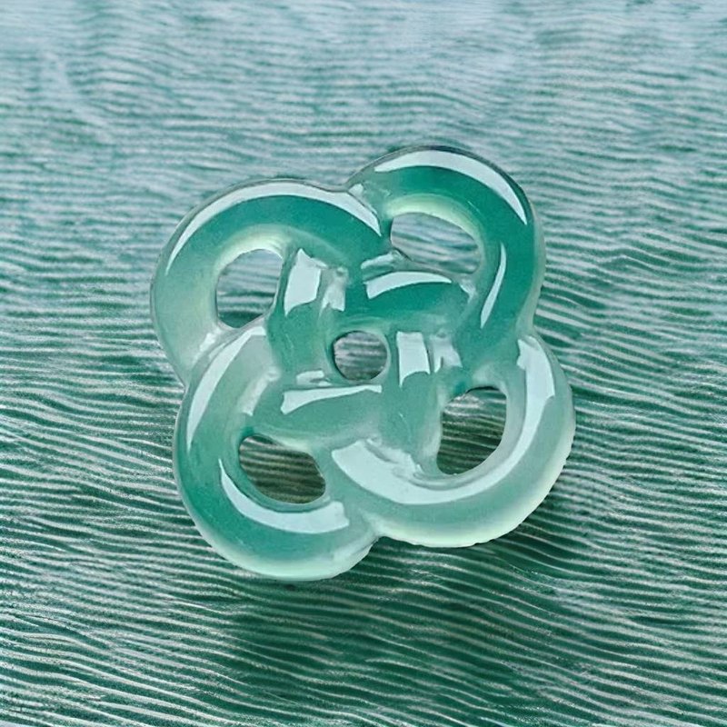 【结·缘】冰蓝水翡翠吉祥结吊饰 | 天然翡翠A货 | 送礼 - 吊饰 - 玉石 绿色