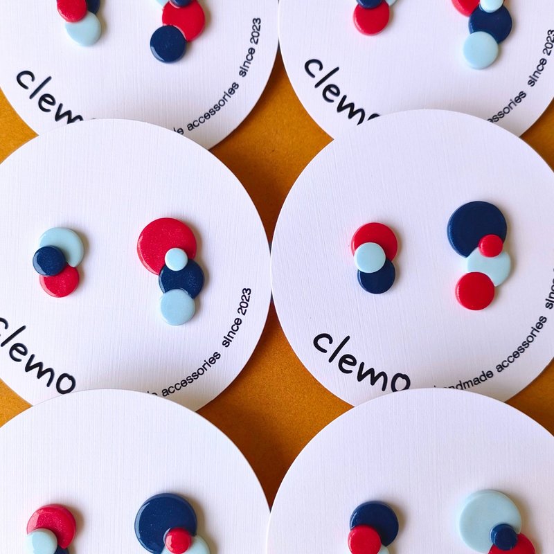 圆润造型 红蓝白配【耳环】 - 耳环/耳夹 - 其他材质 多色